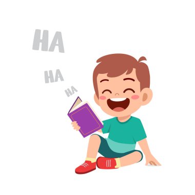 İyileştir küçük çocuğu. Komik bir kitap oku ve çok gül.