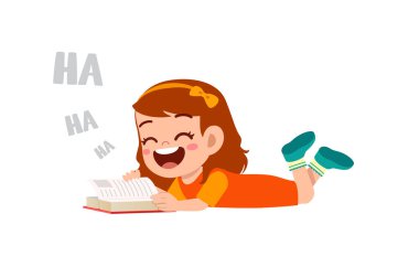 İyileştir küçük kızı. Komik bir kitap oku ve çok gül.