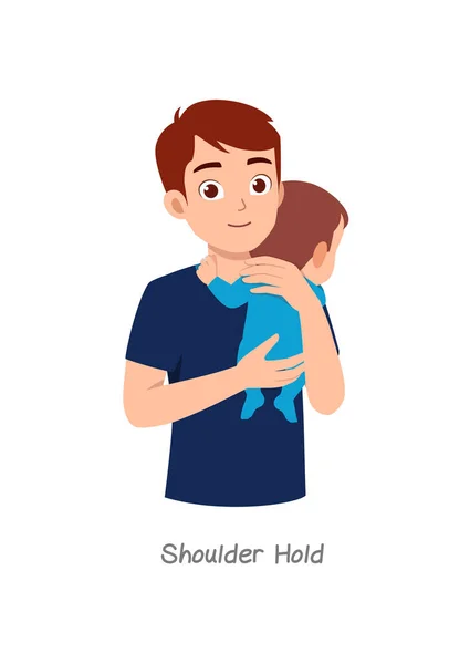 Father Holding Baby Pose Named Shoulder Hold — ストックベクタ