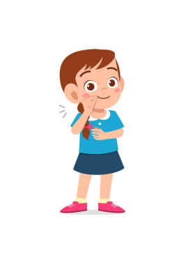 Sevimli küçük kız fermuar ağzı pozu veriyor.