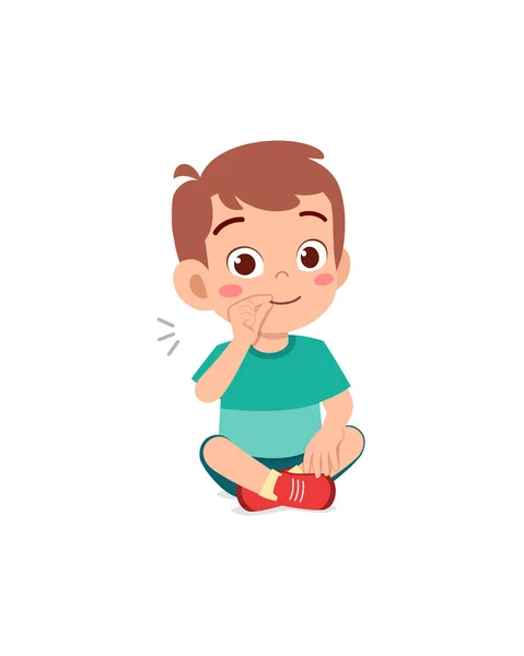 Niedliche Kleine Junge Zeigen Reißverschluss Mund Pose Ausdruck — Stockvektor