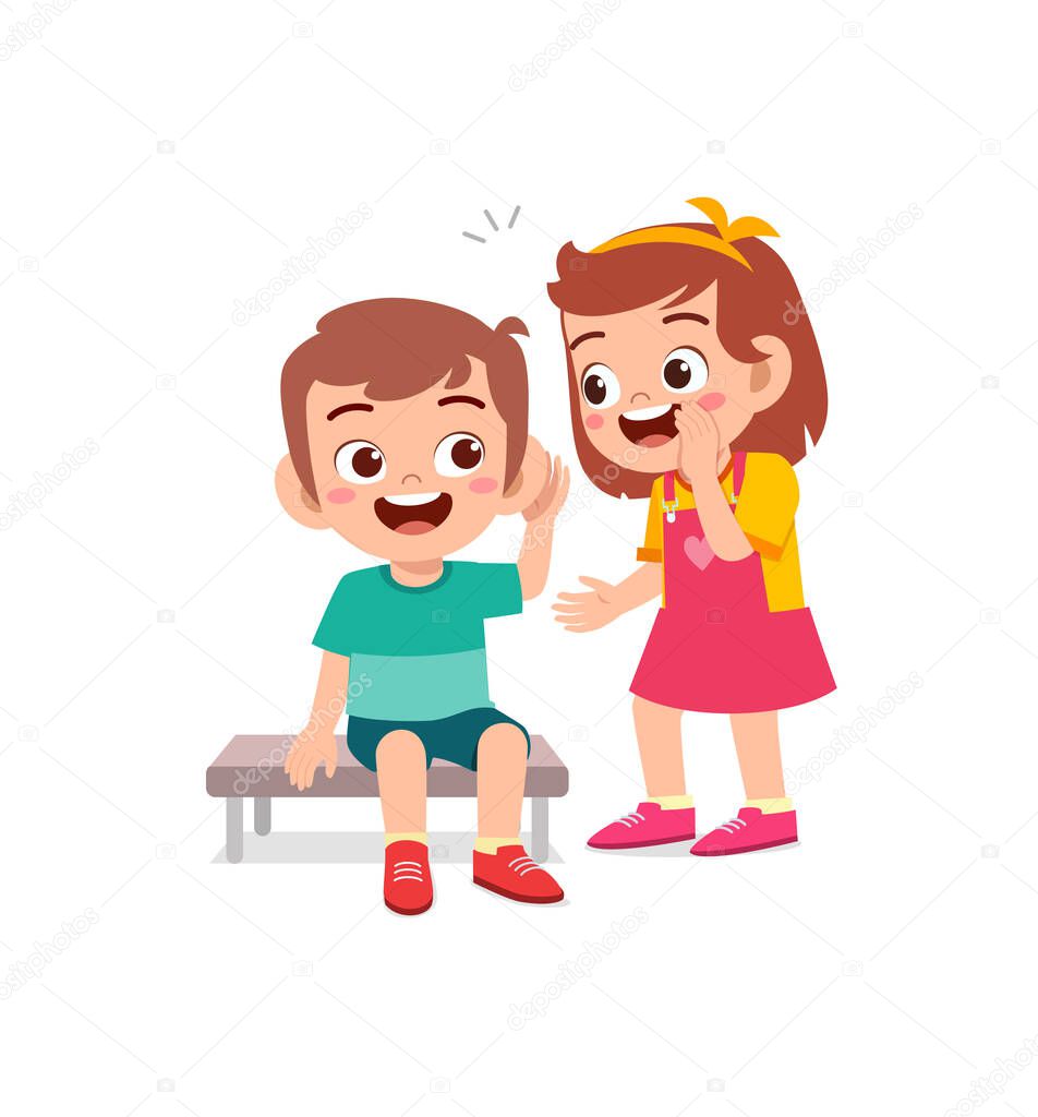 Linda Niña Susurrar Secreto Amigo Vector de stock por ©colorfuelstudio  496551174, image size:952x1024