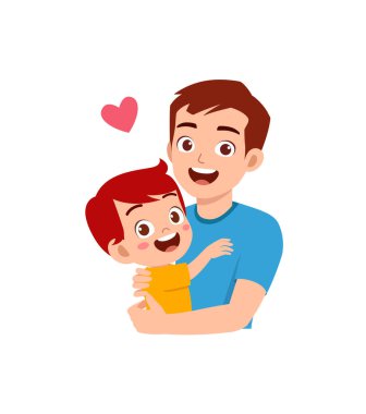 Genç ve mutlu baba küçük tatlı kızı kucaklıyor.