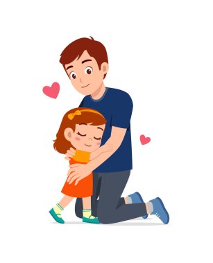 Genç ve mutlu baba küçük tatlı kızı kucaklıyor.