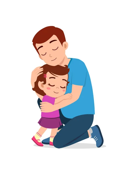 Genç Mutlu Baba Küçük Tatlı Kızı Kucaklıyor — Stok Vektör