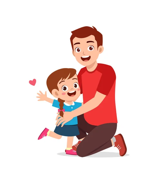 Genç Mutlu Baba Küçük Tatlı Kızı Kucaklıyor — Stok Vektör