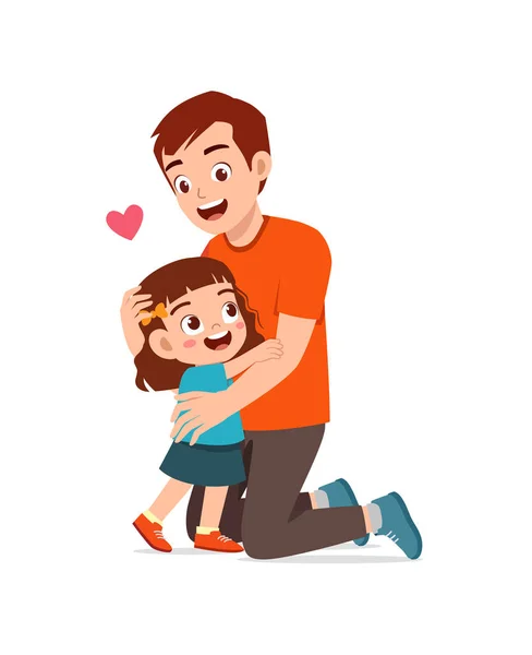 年轻快乐的父亲拥抱可爱的小女孩 — 图库矢量图片