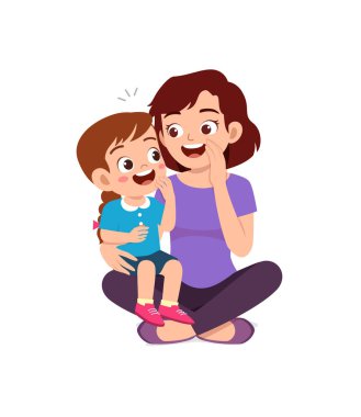 # Genç bir kadın fısıldıyor tatlı küçük bir kızla #