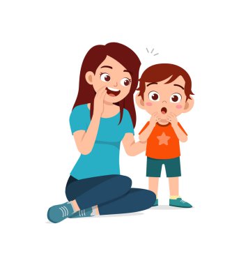 # Genç bir kadın fısıldıyor tatlı küçük bir çocukla #
