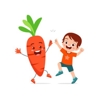 Sevimli küçük çocuk havuç karakterli.