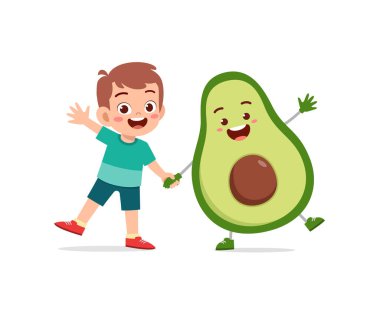 Avokado karakterli şirin bir çocuk.
