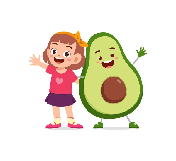 Linda Niña Para Con Carácter Aguacate — Archivo Imágenes Vectoriales