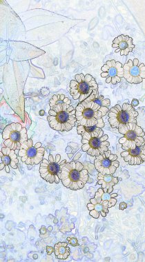  Soyut çiçek ve renkli çizgiler