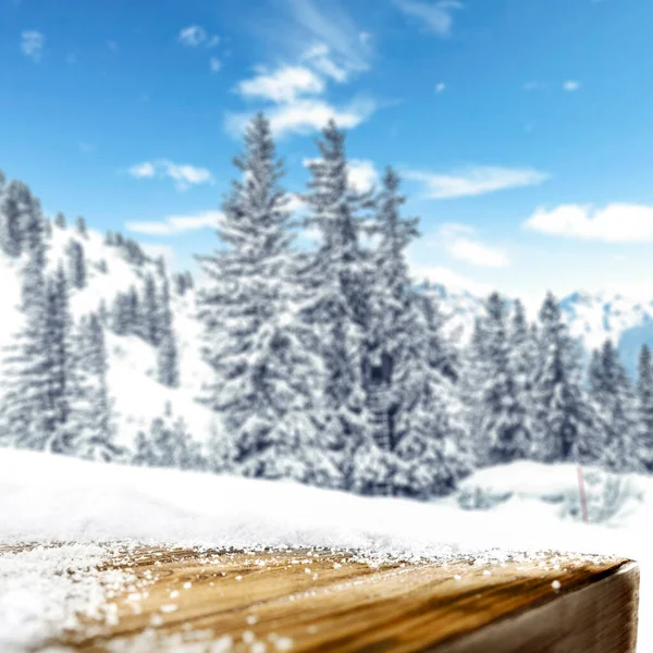 Sfondo Bianco Innevato Montagna Invernale Spazio Prodotti Decorazioni — Foto Stock