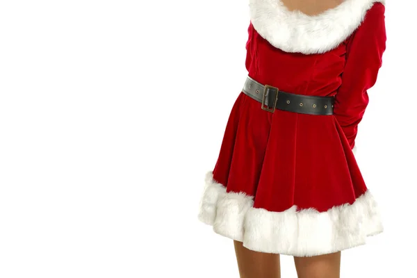 Fête Noël Femme Père Noël Noël Une Fillette Costume Couleur — Photo