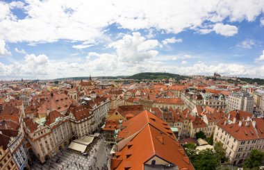 Wonderful View To The City Of Prague From Old Town Hall Tower In Czech Republic 