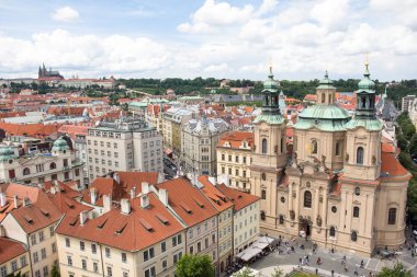 Wonderful View To The City Of Prague From Old Town Hall Tower In Czech Republic 