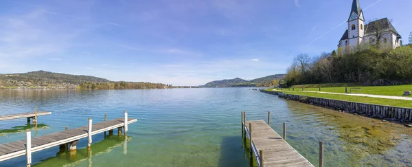 Lake Woerth View To Maria Woerth Church — Stock Photo, Image