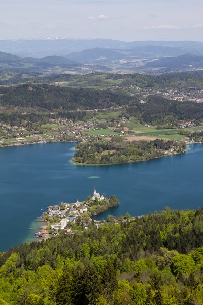 View From Observation Tower To Lake Woerth — Stock Photo, Image