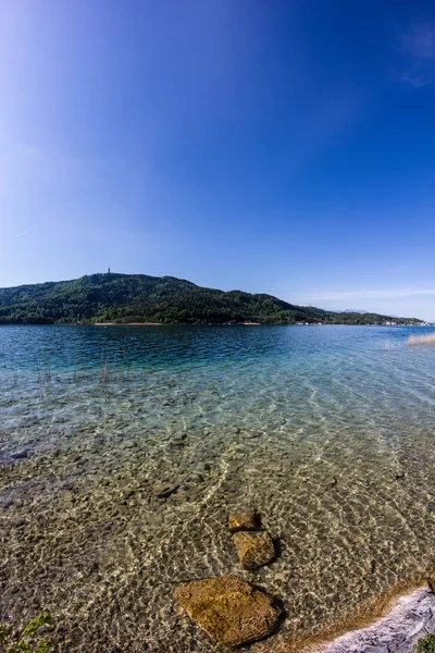 Lago Woerth Vista Desde Playa Poertschach — Foto de Stock