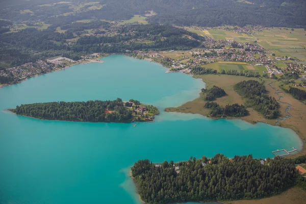 Rundflug Kärnten See Faak aus der Vogelperspektive — Stockfoto