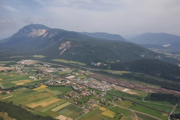 Flightseeing Tour Carinthia Mt. Dobratsch Fürnitz Freight Station Bird's-Eye View — Stock Photo, Image