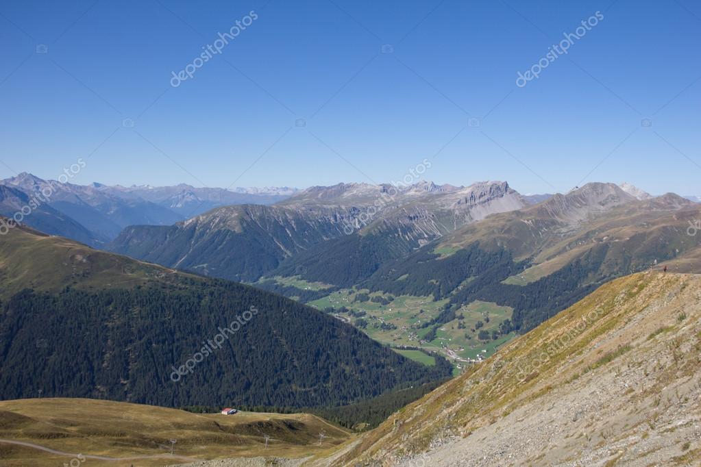 Mountain View From Jakobshorn In Davos Graubuenden Switzerland — Stock Photo © RenePi 82624438