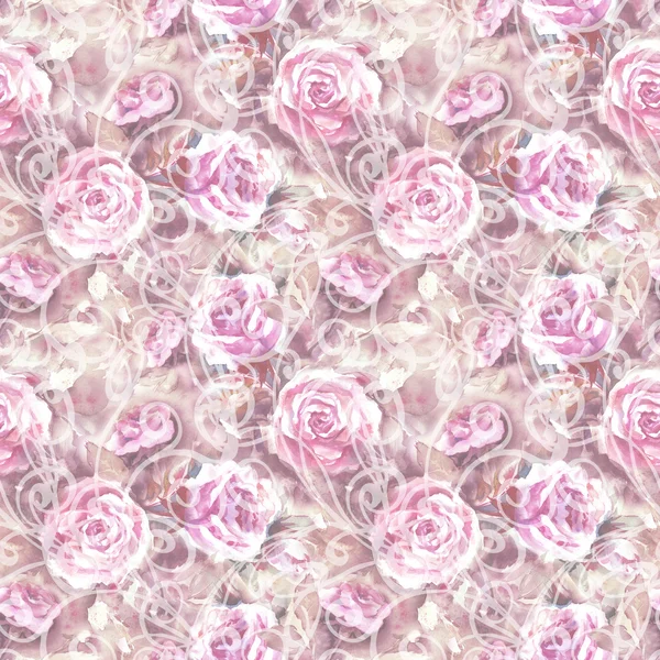 Watercolor Roses Seamless Pattern — Stock Photo, Image