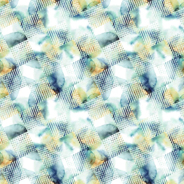 수채화 물감 체크 무늬 원활한 패턴 — 스톡 사진