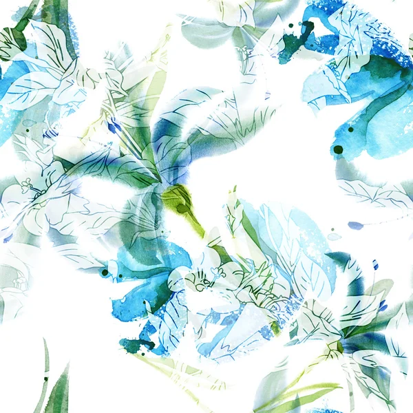 Watercolor Spring Seamless Pattern with Hand Painted Flowers — Stock Photo, Image