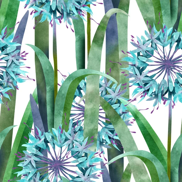 Watercolor Agapanthus Flower Seamless Pattern — Stock Photo, Image