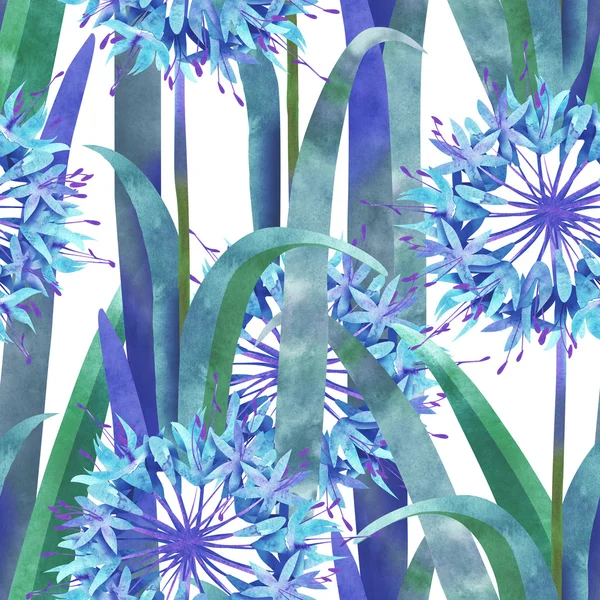 Naadloze bloemenpatroon aquarel Agapanthus — Stockfoto