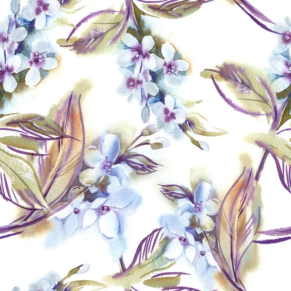 Akvarell Seamless Pattern a virágzó gallyak — Stock Fotó