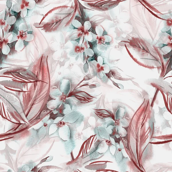 Motif sans couture aquarelle avec des brindilles en fleurs — Photo