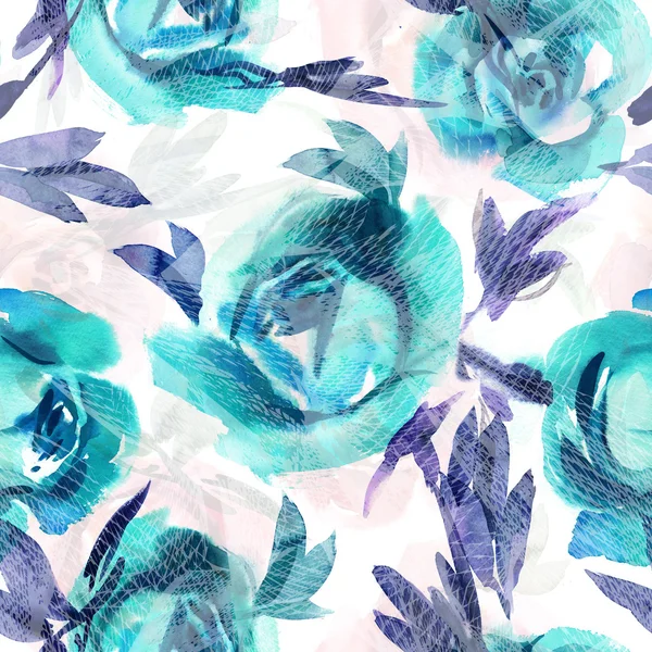 Watercolor Roses Seamless Pattern — Stock Photo, Image