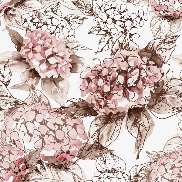 Aquarel Hortensia naadloze patroon — Stockfoto