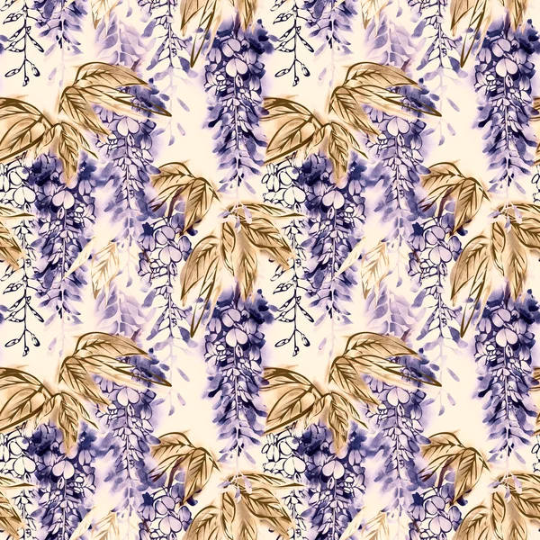 Watercolor Wisteria Seamless Pattern — Stock Photo, Image