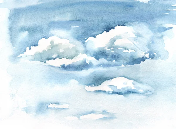 Céu aquarela com nuvens — Fotografia de Stock