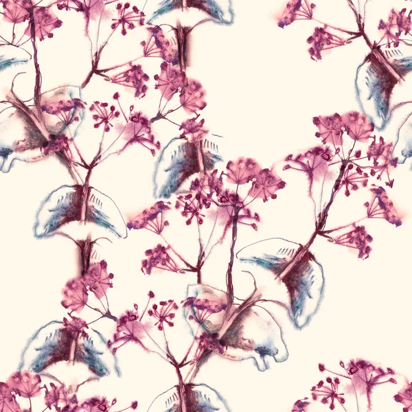 Acuarela flores rosadas patrón sin costura —  Fotos de Stock