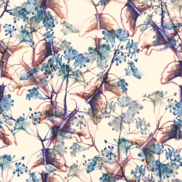 Niebieskie kwiaty bezszwowy wzór — Zdjęcie stockowe