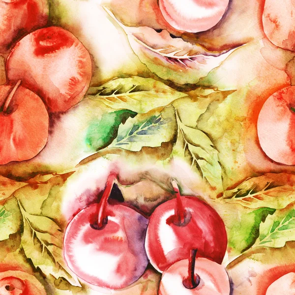水彩苹果无缝模式 — 图库照片