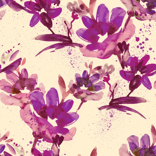 Watercolor Flowers Seamless Pattern — Stock Photo, Image