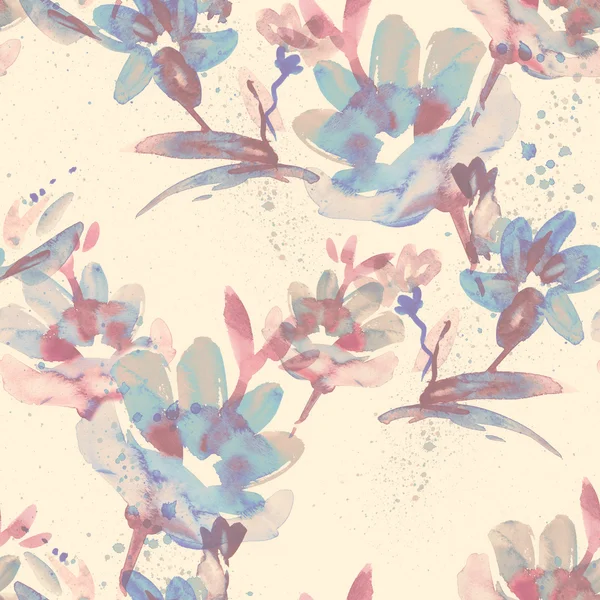 Безшовний візерунок з акварельних квітів — стокове фото