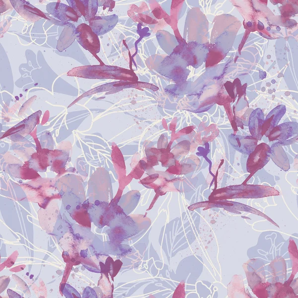 Watercolor Flowers Seamless Pattern — Stock Photo, Image