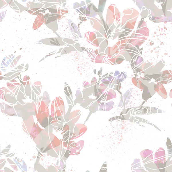 수채화 꽃 원활한 패턴 — 스톡 사진