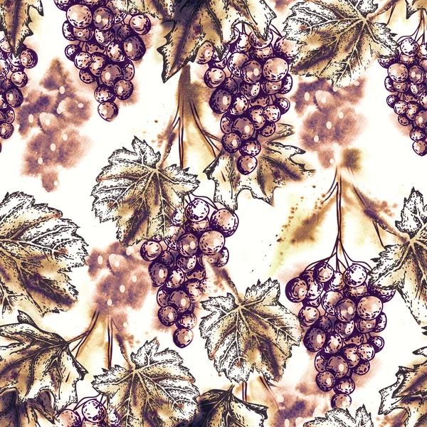 Watercolor Grape Seamless Pattern — Stock Photo, Image