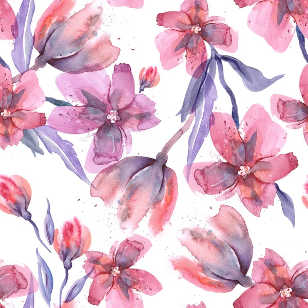 Watercolor flowers seamless pattern — Stock Photo, Image