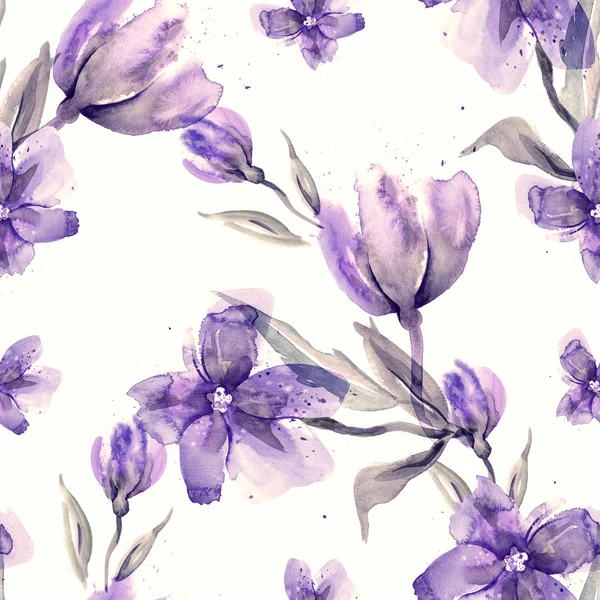 Akvarel blomster sømløse mønster - Stock-foto