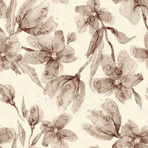 Watercolor flowers seamless pattern — Stock Photo, Image