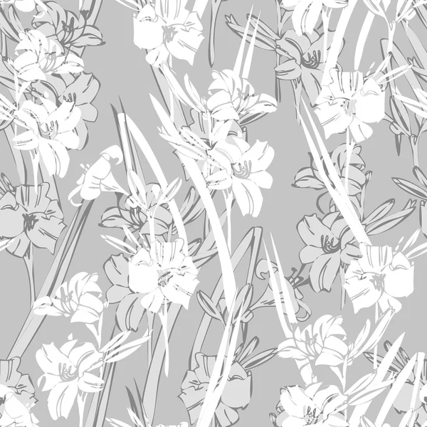 Vita liljor sömlösa mönster — Stockfoto